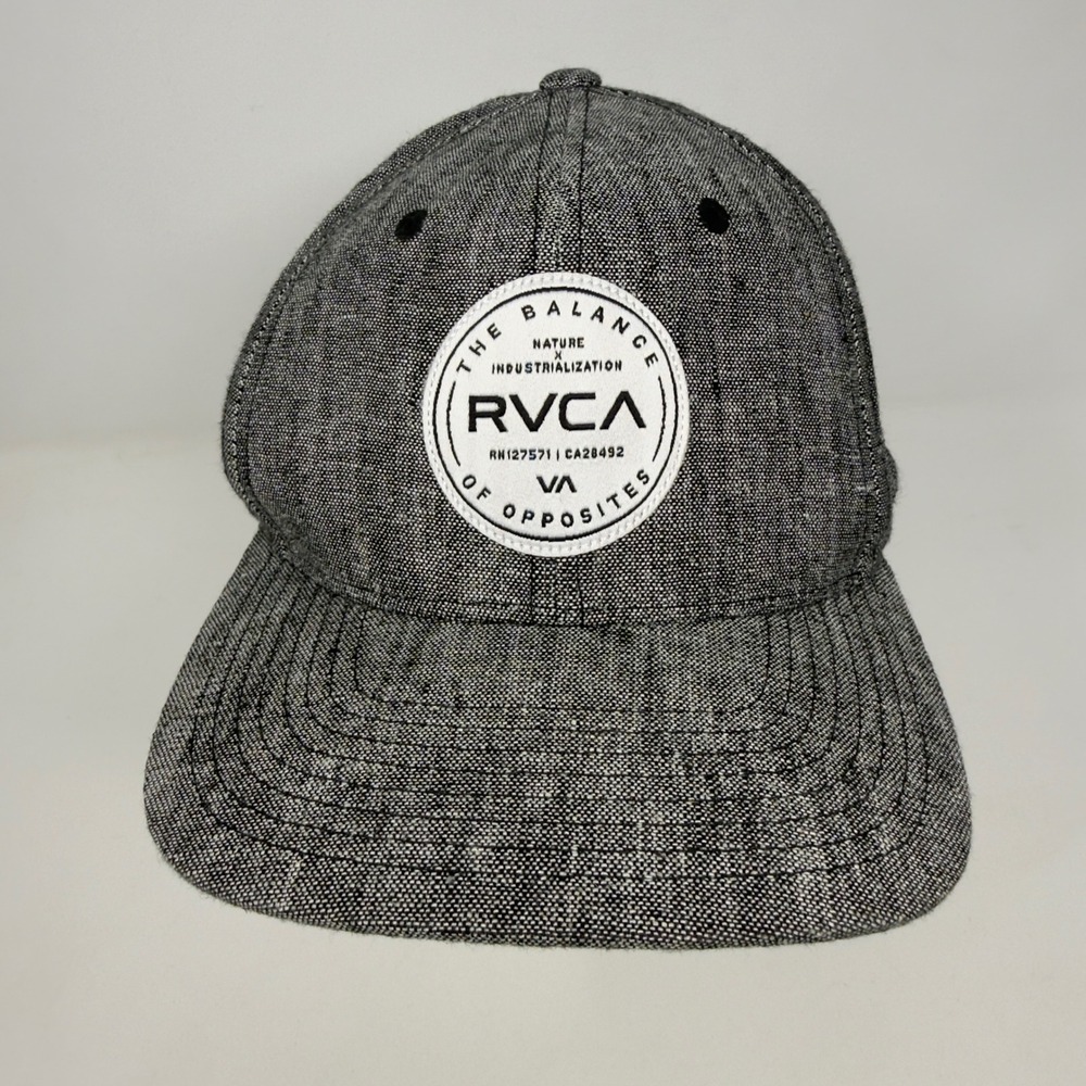 RVCA Starter Snapback Hat Black Grey Heathered Logo Hat Cap Snap Back OSFA